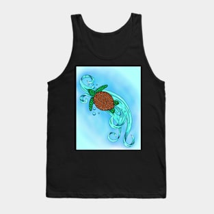 Sea Turtle Swimming in the waves Tank Top